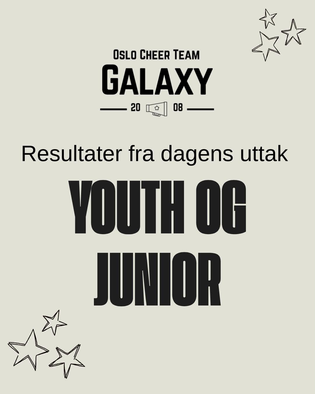 Resultater fra dagens uttak – Youth og Junior