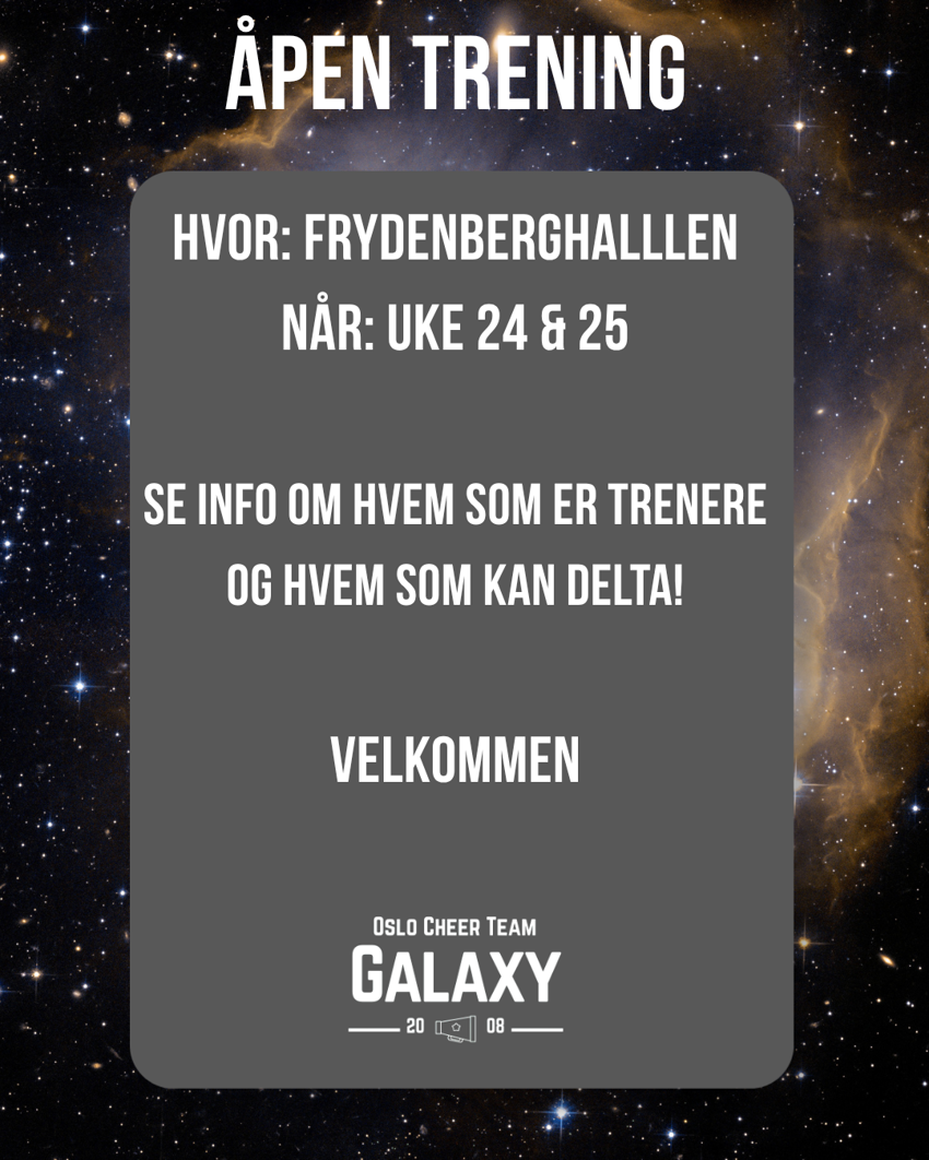 Åpne treninger uke 24 & 25